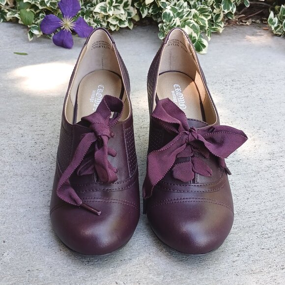 Crown Vintage Burgundy Red Round Toe Menswear-inspired Oxford Ankle Booties - Picture 4 of 6